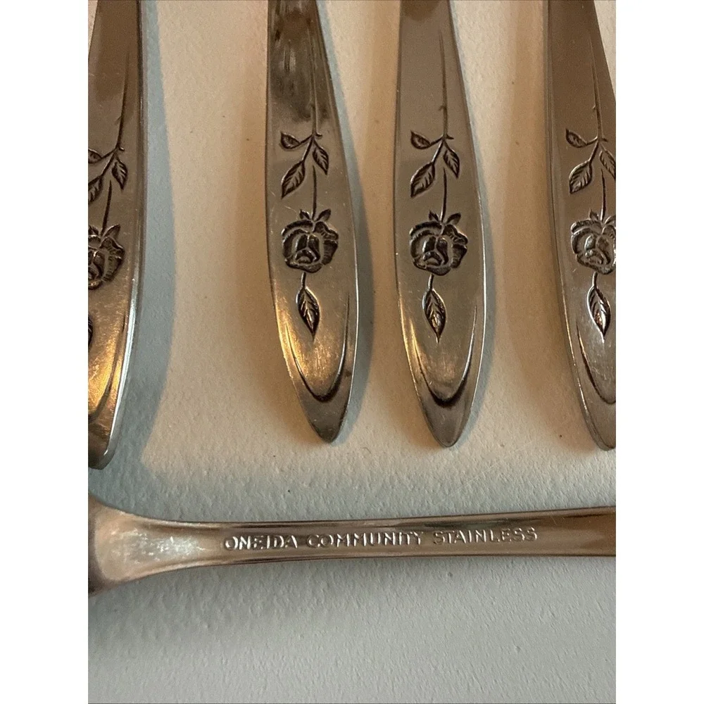 VTG Oneida Community MY ROSE Stainless Betty Crocker Iced Tea Spoons Set 7 Read